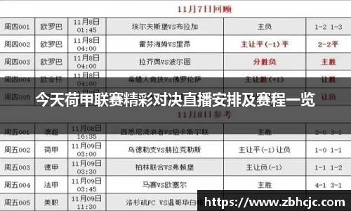 今天荷甲联赛精彩对决直播安排及赛程一览
